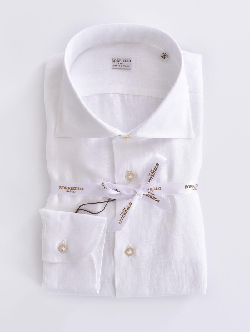 Camicia Borriello lino bianco<BR/> 