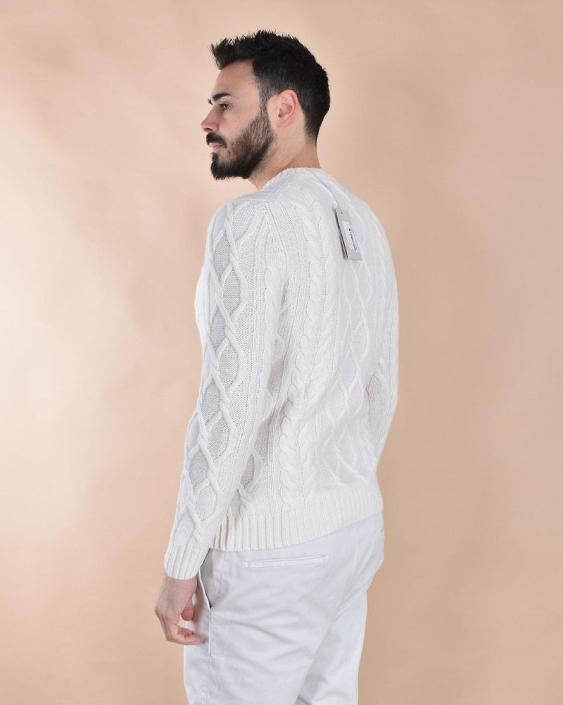 Maglione Luigi Gentile treccia bianco 124201 LUIGI GENTILE