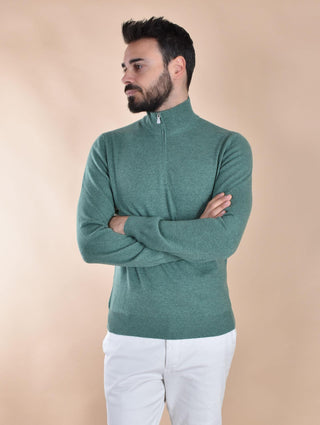 Maglia Lupetto Gran Sasso cashmere lana zip verde 55126 19699423 GRAN SASSO