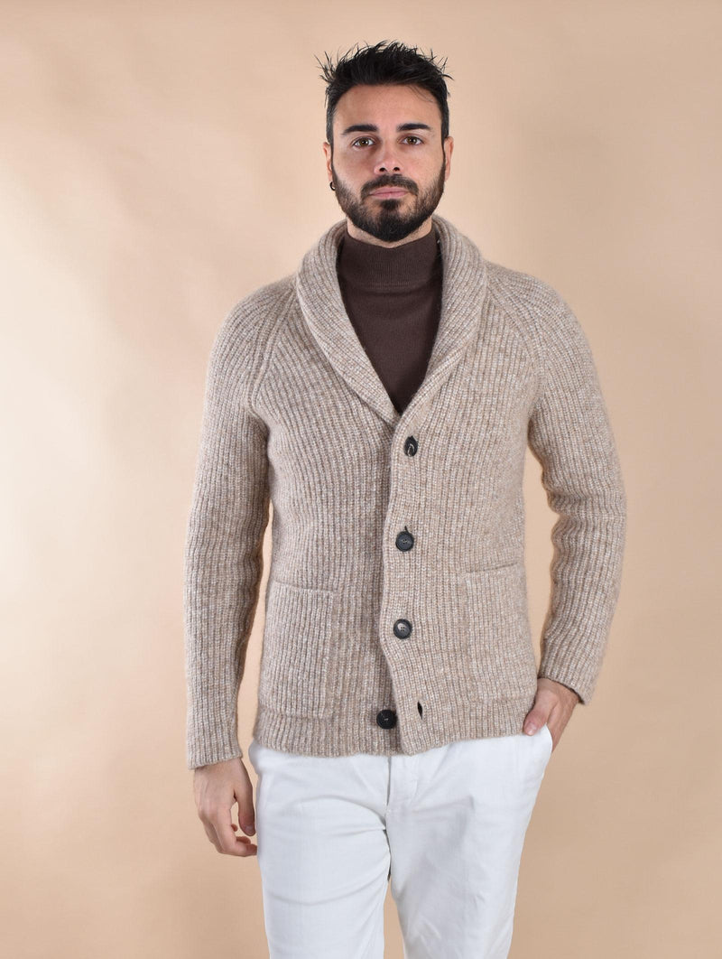 Maglione cardigan Tagliatore sciallato Jackson beige JACKSON04 TAGLIATORE