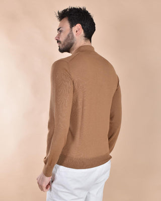 Polo Gran Sasso Athleisure cammello senza bottoni scollo V 57189 14813149 GRAN SASSO