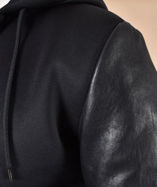 Giubbotto Arc bomber cappuccio maniche pelle nero S142501 ARC