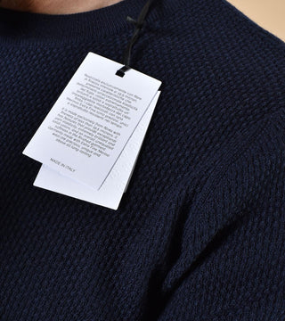 Maglia Gran Sasso girocollo catene blu extrafine merinos 57147 14248598 GRAN SASSO