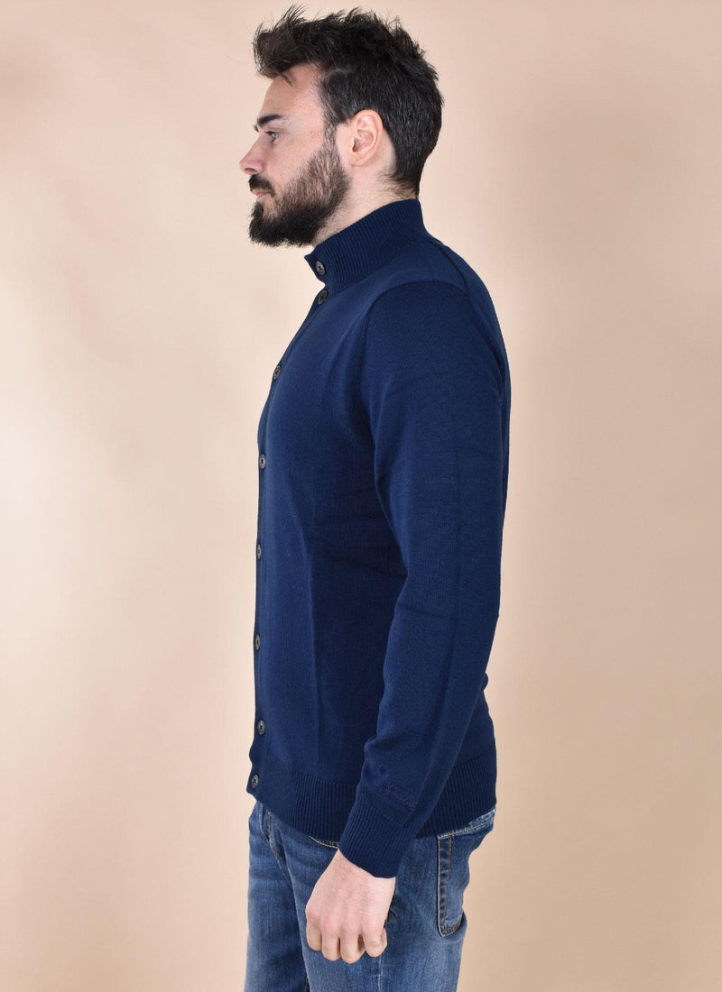 Cardigan Mc2 Saint Barth collo alto blu savile 