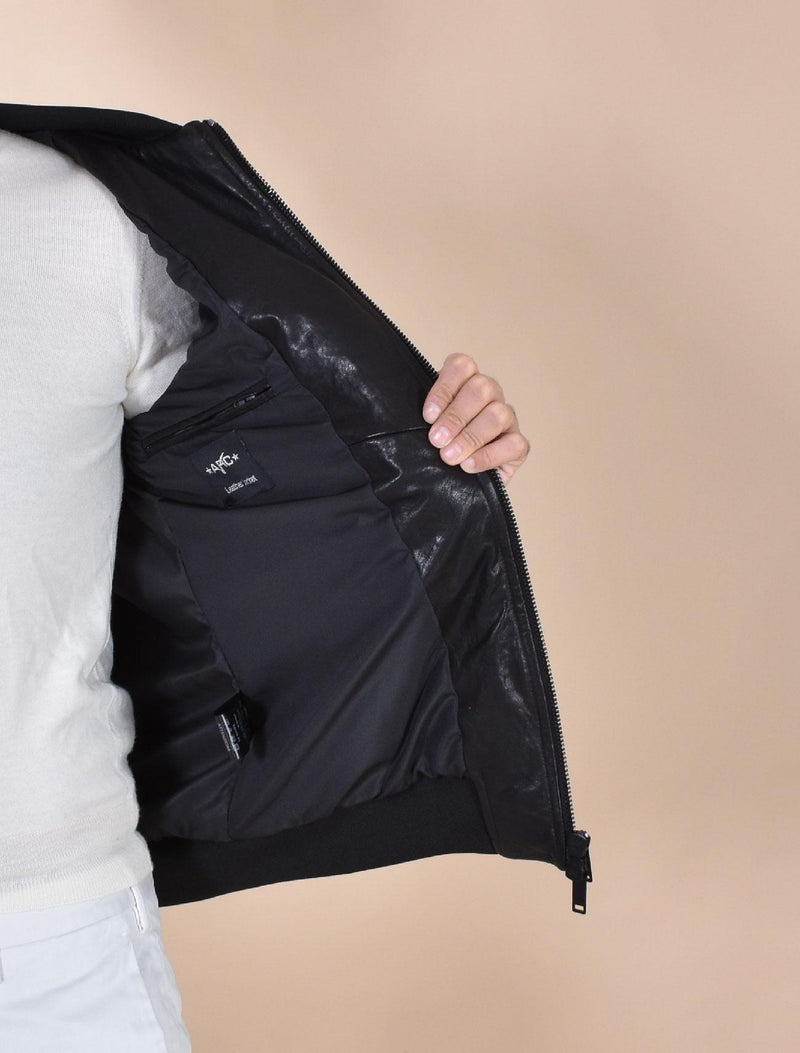 Giubbotto Arc bomber cappuccio maniche pelle nero S142501 ARC