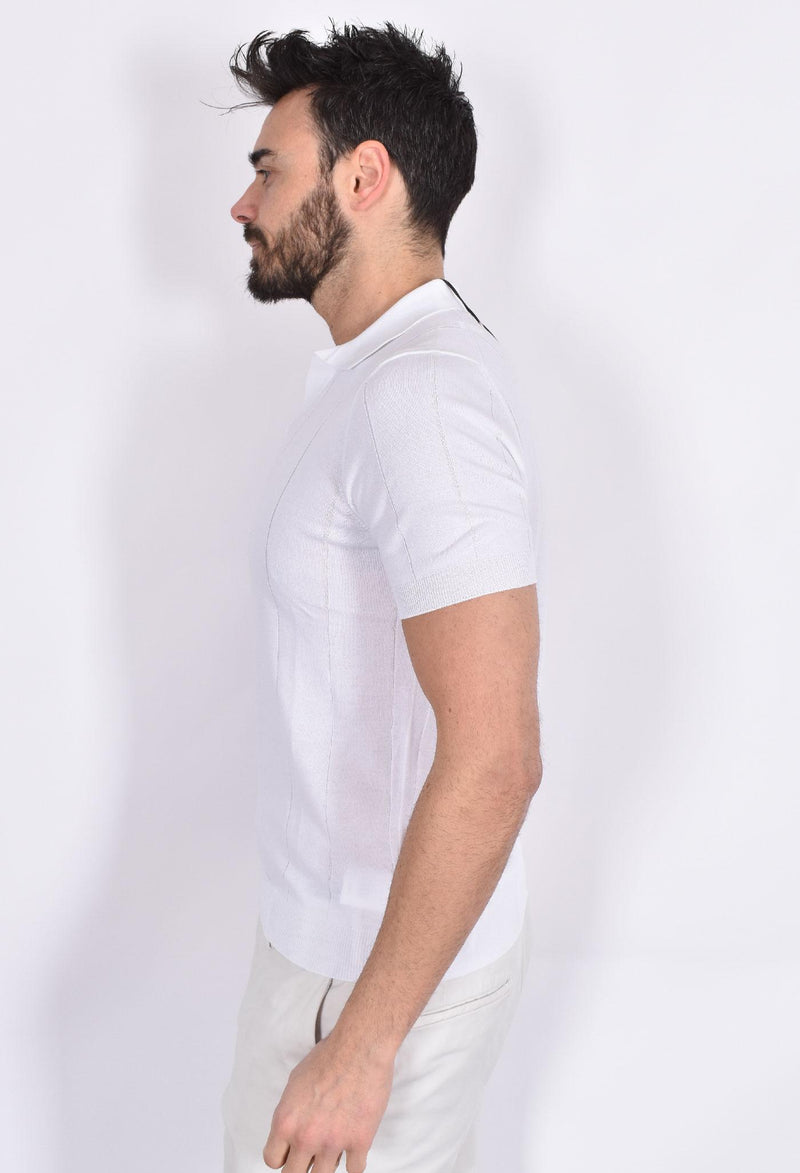 Polo Gran Sasso fresh cotton scollo V tennis bianca 