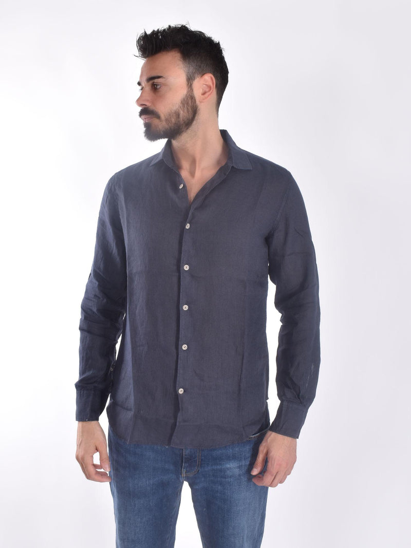 Camicia Mc2 Saint Barth blu Pamplona lino 