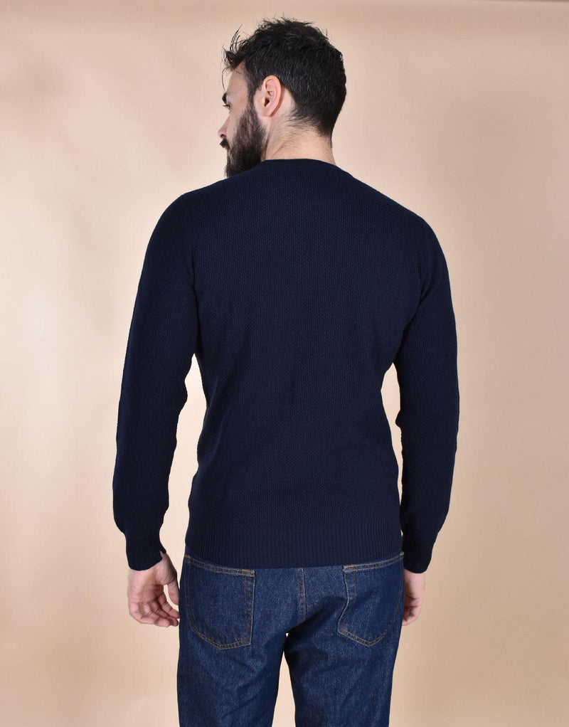 Maglia Gran Sasso girocollo catene blu extrafine merinos 57147 14248598 GRAN SASSO