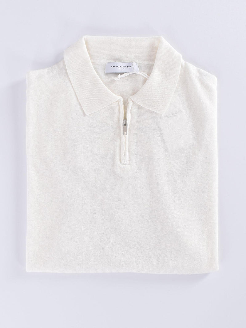 Polo Daniele Fiesoli zip bianco 