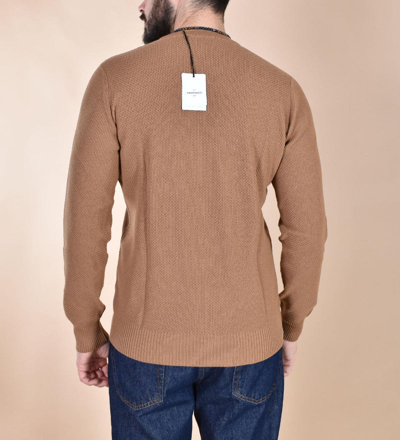 Maglia Gran Sasso girocollo catene cammello extrafine merinos 57147 14248149 GRAN SASSO