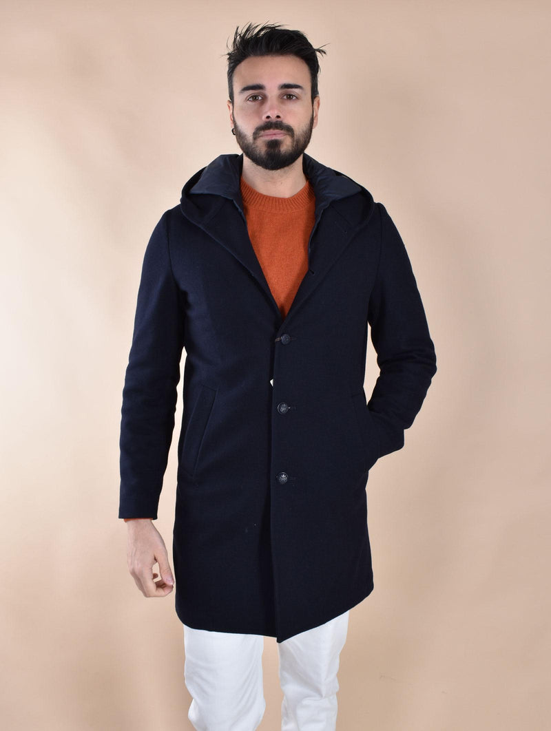 Cappotto RPL blu cappuccio monopetto C801 RPL