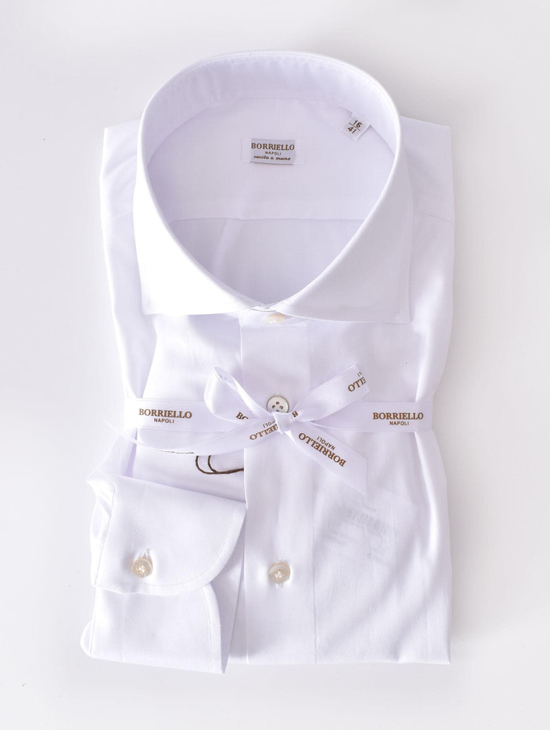 Camicia Borriello bianca cucita a mano cotone 