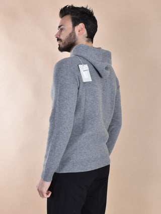 Maglia Luigi Gentile zip cappuccio grigio 121704 LUIGI GENTILE