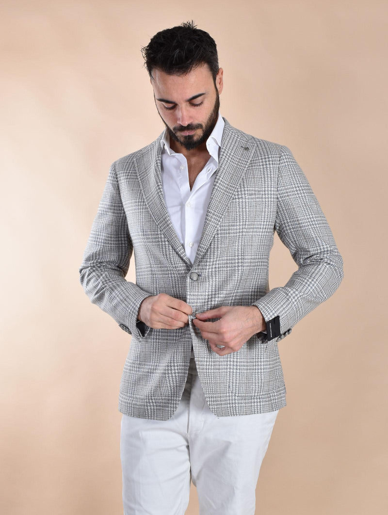 Giacca Tagliatore principe galles grigio perla lana seta cashmere 1SMC22K 440055P1291 TAGLIATORE