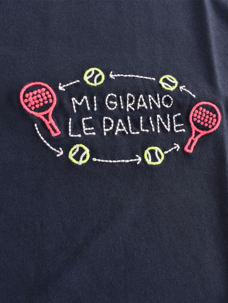 T-shirt Mc2 Saint Barth tennis girano palline blu 