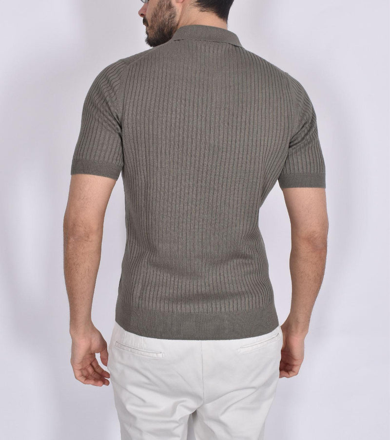 Polo Gran Sasso lino cotone verde 