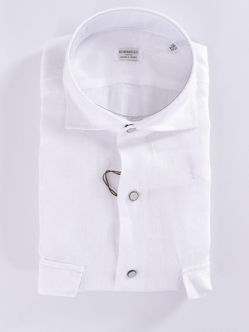 Camicia Borriello lino taschini bianca 
