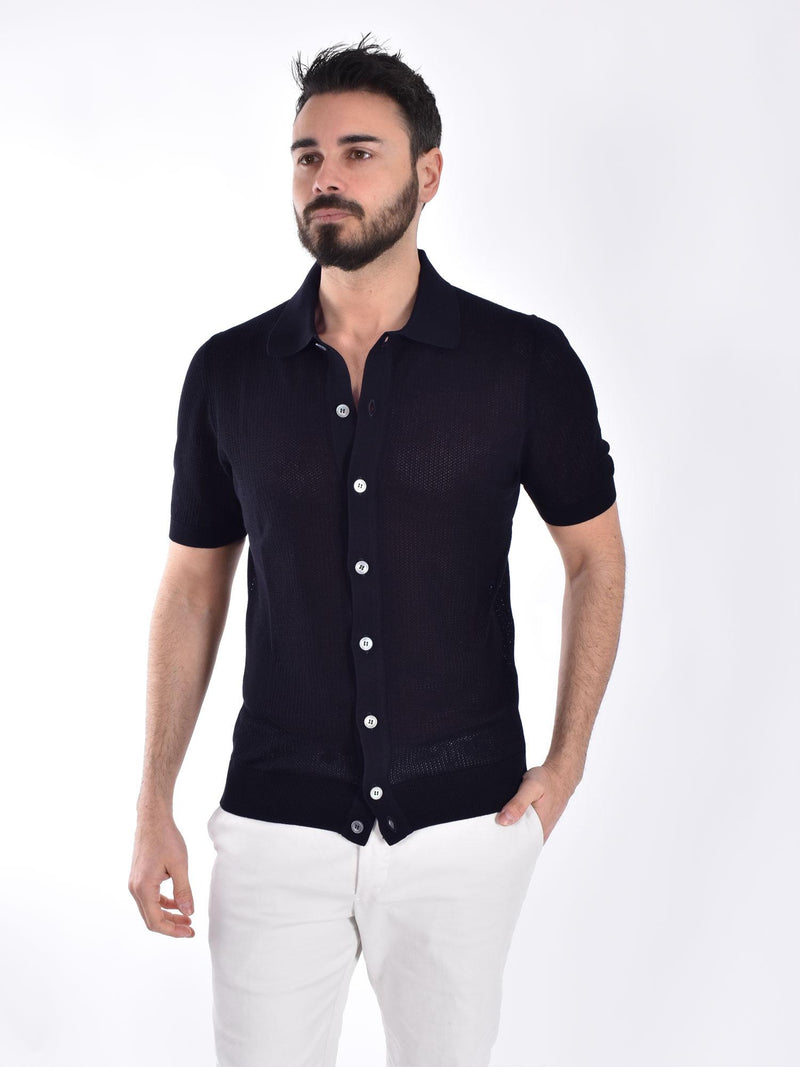 Polo Gran Sasso camicia blu fresh cotton 
