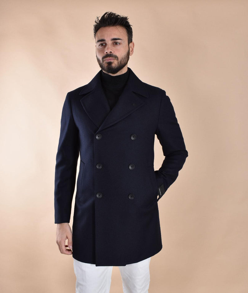 Cappotto Tagliatore C-Stephan blu doppiopetto lana idrorepellente C-STEPHAN 150037B1243 TAGLIATORE