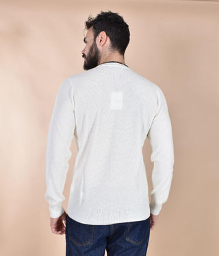 Maglia Gran Sasso girocollo catene bianco panna extrafine merinos 57147 14248005 GRAN SASSO