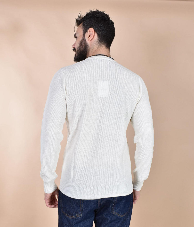 Maglia Gran Sasso girocollo catene bianco panna extrafine merinos 57147 14248005 GRAN SASSO