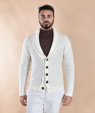 Cardigan Rakki maglione collo sciallato bianco old school soldier SOLDIER01 Rakkì