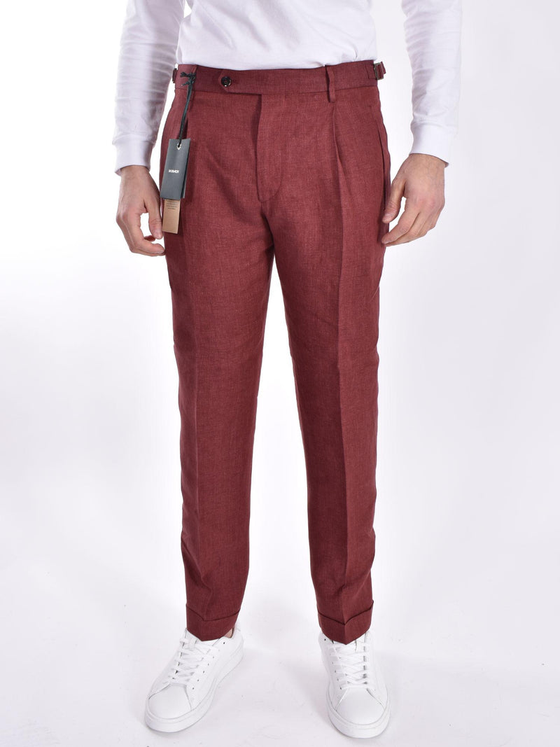 Pantalone Berwich lino bordeaux 