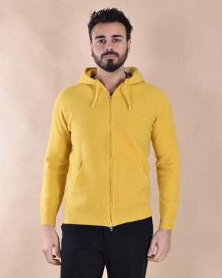 Maglia Luigi Gentile zip cappuccio senape 121730 LUIGI GENTILE