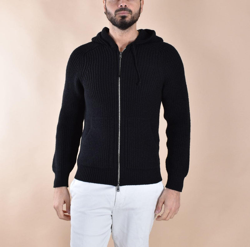 Felpa giubbino Circolo 1901 lana nera full zip hoodie CN515687 CIRCOLO 1901