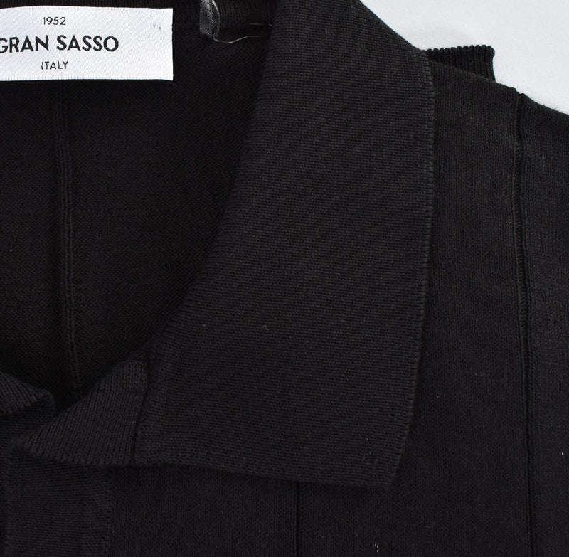 Polo Gran Sasso fresh cotton scollo V tennis nera 
