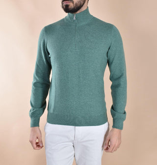 Maglia Lupetto Gran Sasso cashmere lana zip verde 55126 19699423 GRAN SASSO