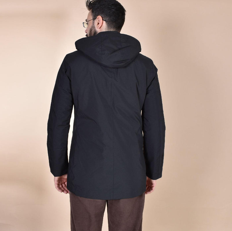 Spolverino People of Shibuya cappotto Takuya nero cappuccio PM773999 People of Shibuya