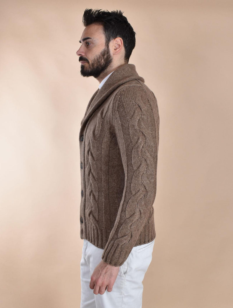 Cardigan Gran Sasso maglione nocciola collo scialle 10189 19107130 GRAN SASSO