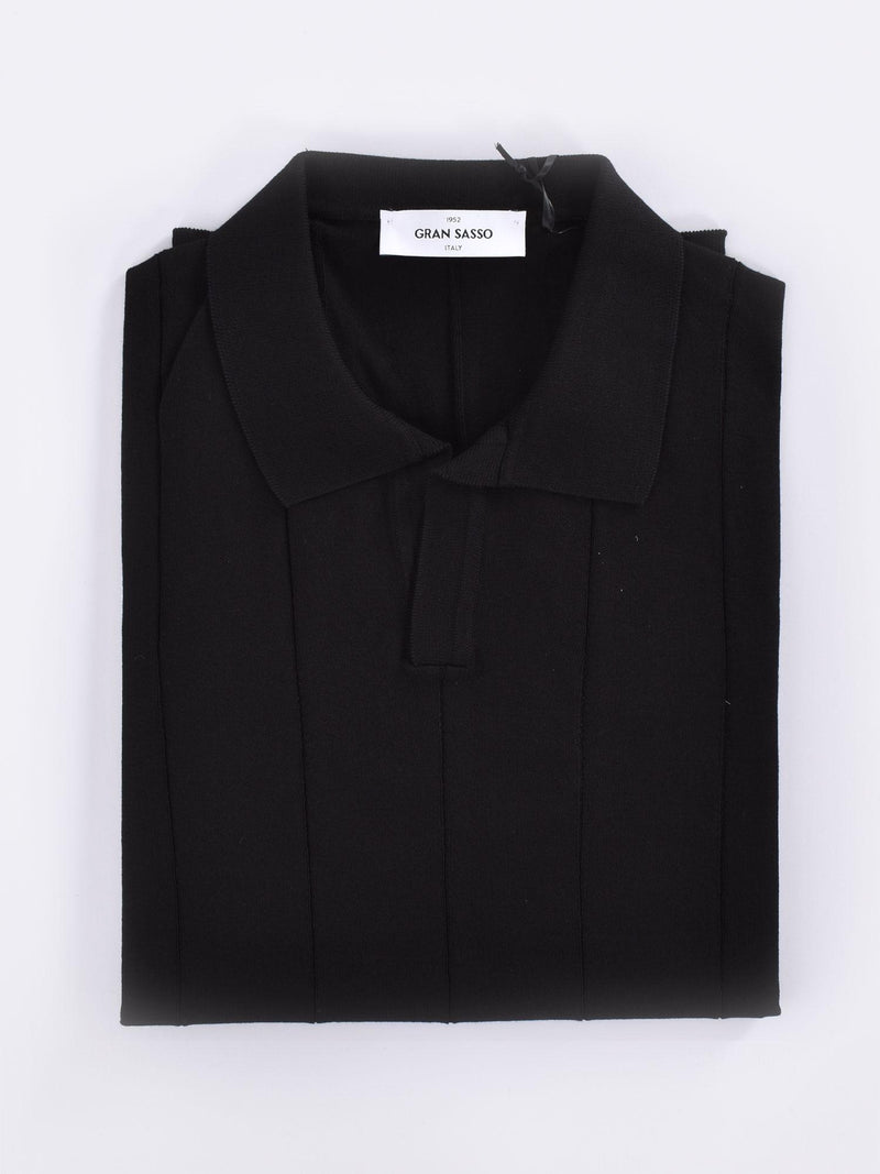 Polo Gran Sasso fresh cotton scollo V tennis nera 