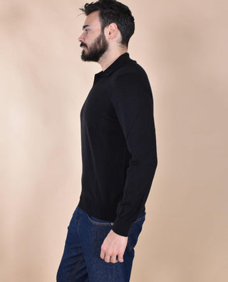 Polo Gran Sasso Athleisure nero senza bottoni scollo V 57189 14813099 GRAN SASSO