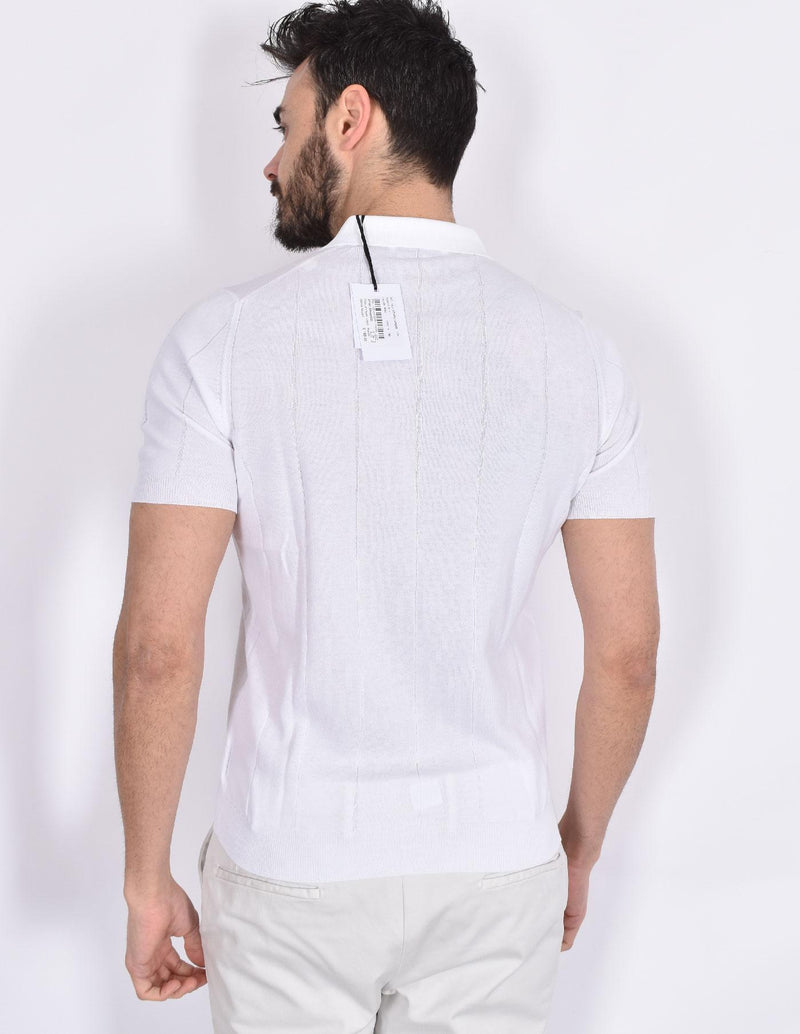 Polo Gran Sasso fresh cotton scollo V tennis bianca 