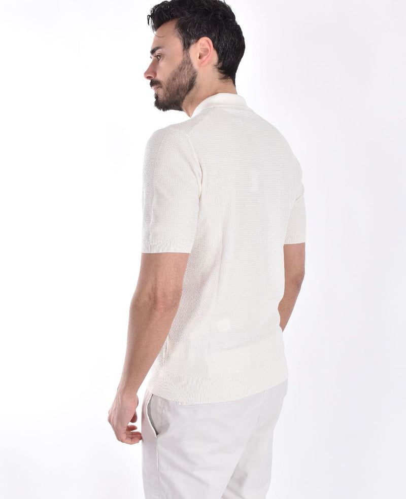 Polo Gran Sasso seta cotone bianco 