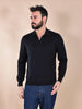 Gran Sasso Athleisure black buttonless V-neck polo shirt