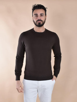 Maglia Gran Sasso girocollo Travel wool marrone 43167 17190190 GRAN SASSO