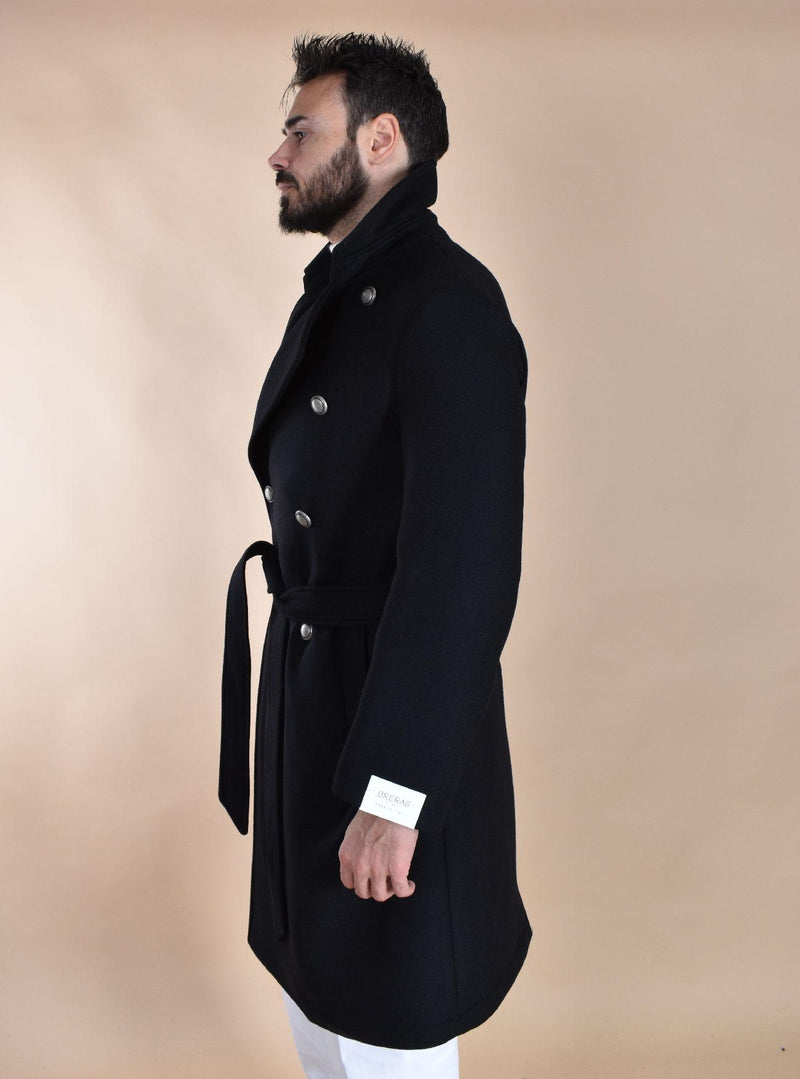 Cappotto Breras doppiopetto cintura lungo Porto nero PORTOCC1169 BRERAS Milano