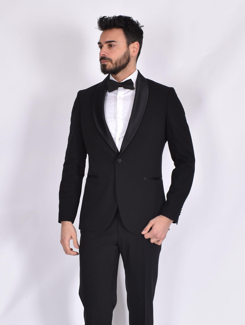 Abito Simbols smoking sciallato nero 