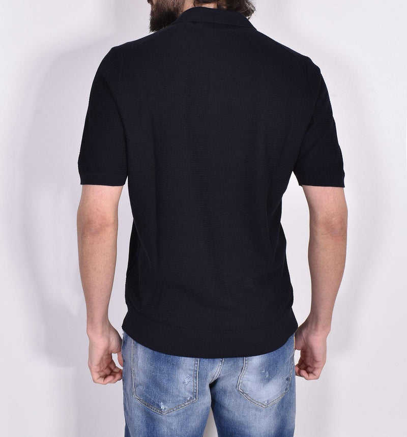 Polo Gran Sasso seta cotone blu 