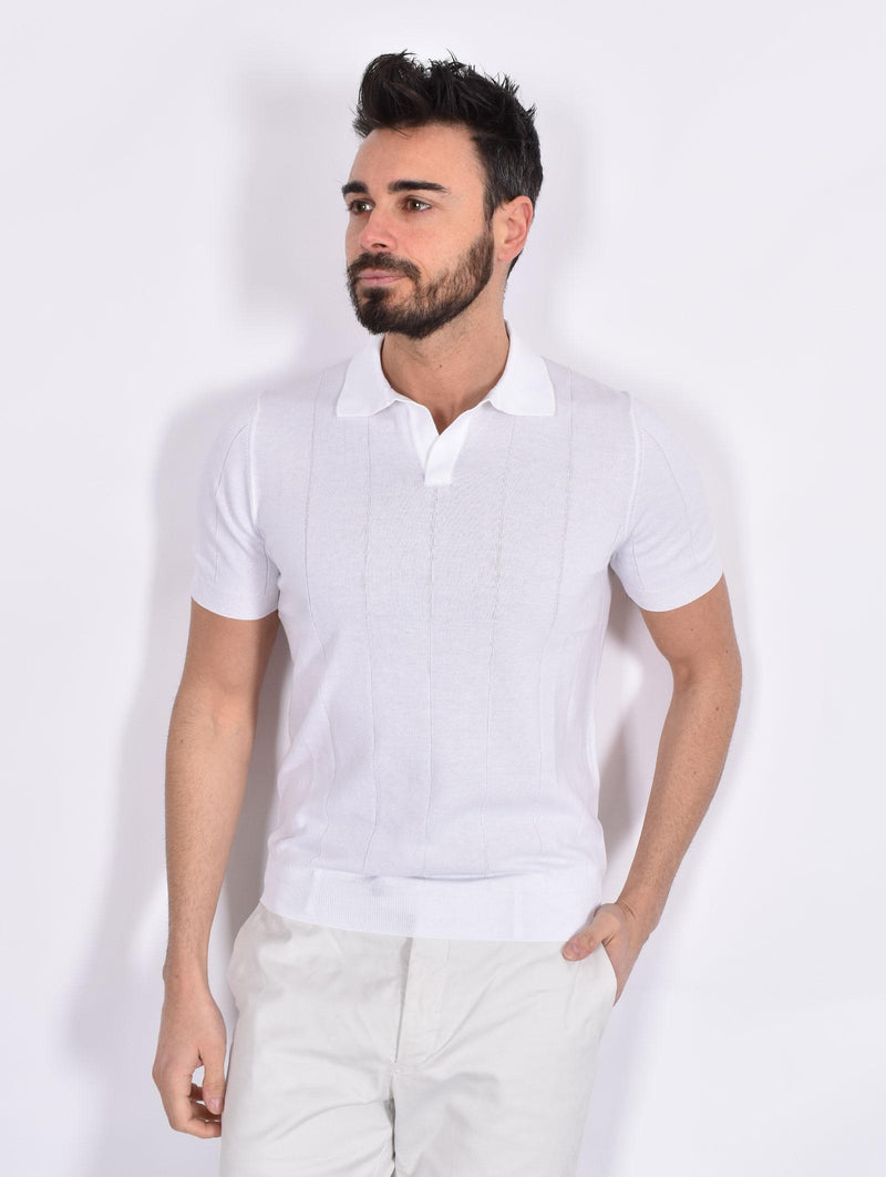Polo Gran Sasso fresh cotton scollo V tennis bianca 