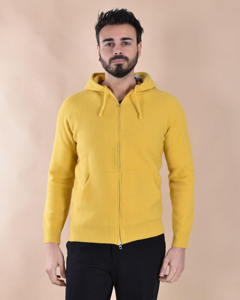 Maglia Luigi Gentile zip cappuccio senape 121730 LUIGI GENTILE