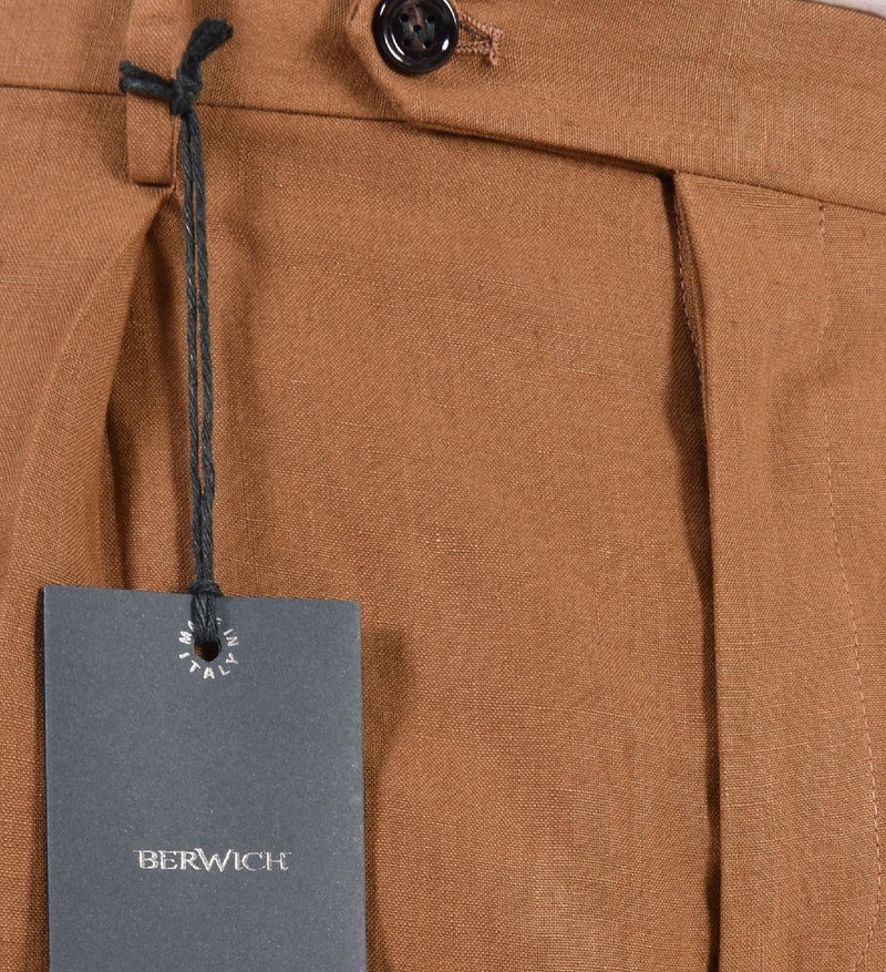 Pantalone Berwich lino tabacco Chiaia 
