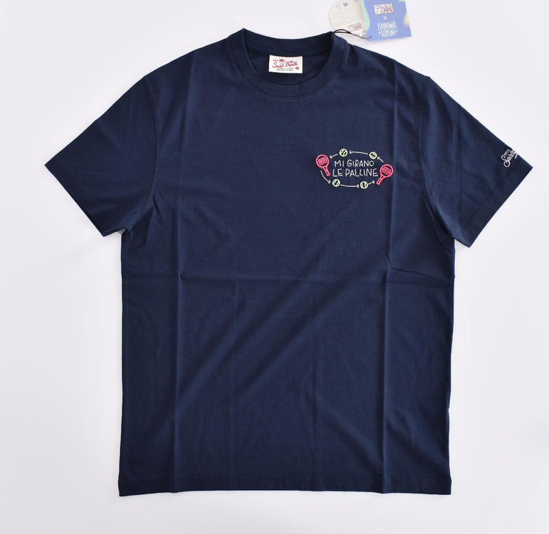 T-shirt Mc2 Saint Barth tennis girano palline blu 