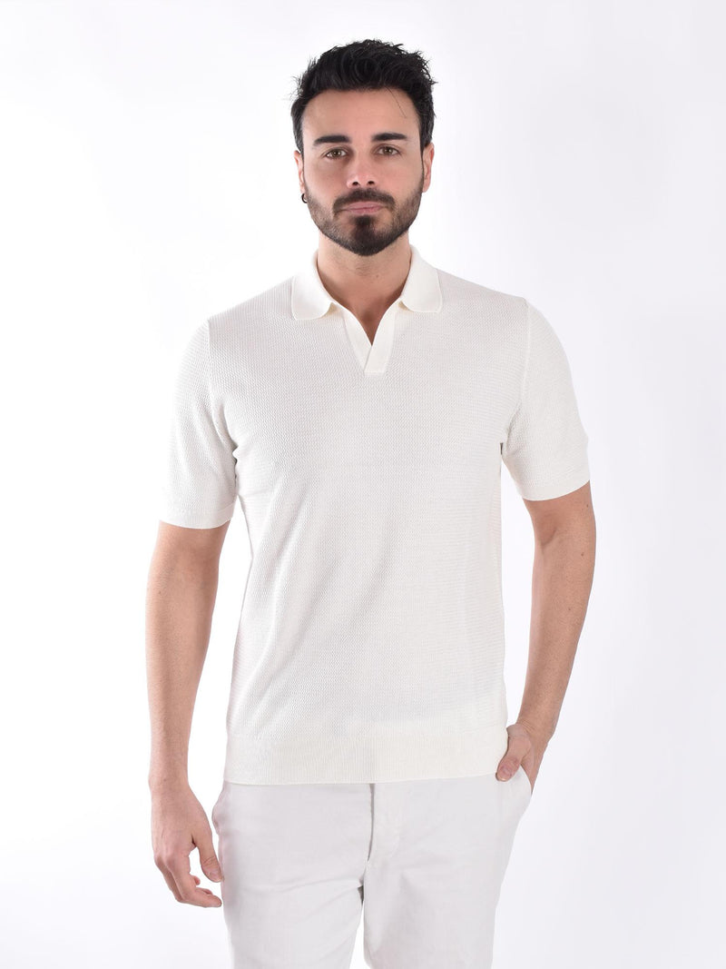 Polo Gran Sasso seta cotone bianco 