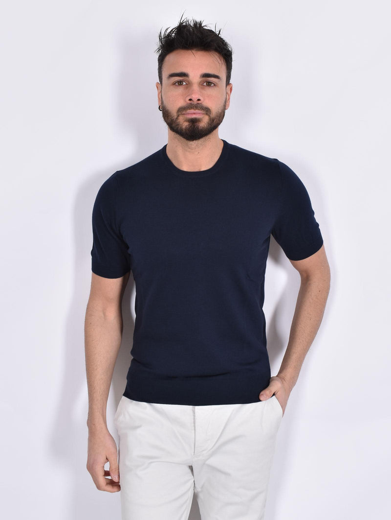 Maglia Gran Sasso mezza manica organic cotton blu navy 
