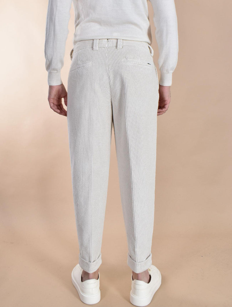 Pantalone Berwich velluto coste larghe bianco latte chiaia-gd DV0001802 BERWICH