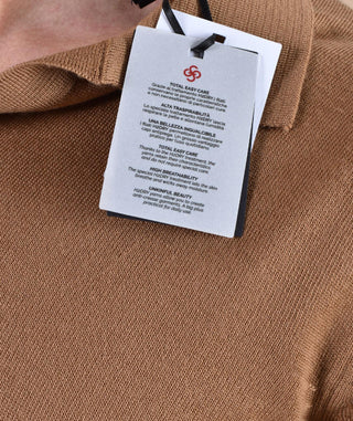 Polo Gran Sasso Athleisure cammello senza bottoni scollo V 57189 14813149 GRAN SASSO